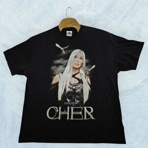 CHER Shirt LIVING PROOF Size 2XL Farewell Tour 2003 Concert Cities Music Black T